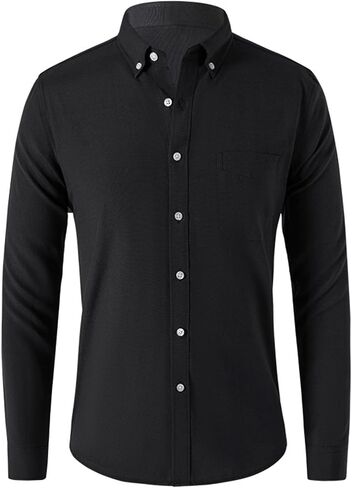 Big and Tall Business Dress Shirts for Men Cotton Long Sleeve Dress Shirt Winkle Free Button Down Collar Shirts in Saudi Arabia