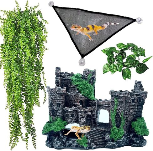 كاثسون الزواحف الجسر الخشبي ، الملاحين التنين أرجوحة ديكور الخشب الزواحف المخبأ كوخ معلق نباتات تسلق ملحقات الزواحف الكهوف للثعبان سحلية السحلية (3 أجهزة كمبيوتر) in Kuwait