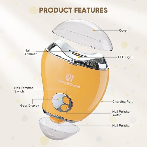3-in-1 Electric Nail Clipper for Baby & Adults, USB Rechargeable Trimmer with LED Light, Polisher and Storage Container, Adjustable Speeds Nail Clipper for Kids, Seniors & Caregivers (Safe & Quiet) in Saudi Arabia