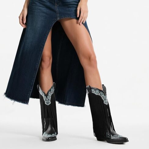 FancyQueen Faux Fur Boots for Women Knee High Furry Heel Boots Fashion Pointed Toe Snow Winter Boot Warm Women Boot in Saudi Arabia