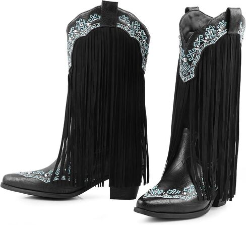 FancyQueen Faux Fur Boots for Women Knee High Furry Heel Boots Fashion Pointed Toe Snow Winter Boot Warm Women Boot in Saudi Arabia