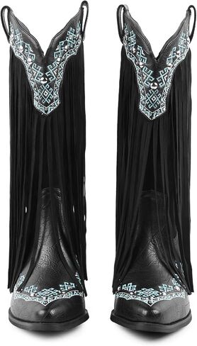 FancyQueen Faux Fur Boots for Women Knee High Furry Heel Boots Fashion Pointed Toe Snow Winter Boot Warm Women Boot in Saudi Arabia