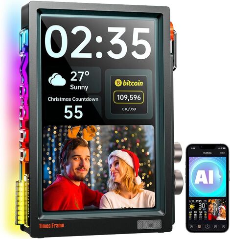 Divoom Times Frame-10.1" Digital Picture Frame Transparent IPS with RGBLED Rotary Knob WiFi 64GB 400+Clock Faces Widget 50+API Feeds Gift Mode Pixel Art Community Personalized Data Display (White) in Saudi Arabia