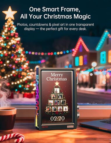 Divoom Times Frame-10.1" Digital Picture Frame Transparent IPS with RGBLED Rotary Knob WiFi 64GB 400+Clock Faces Widget 50+API Feeds Gift Mode Pixel Art Community Personalized Data Display (White) in Saudi Arabia