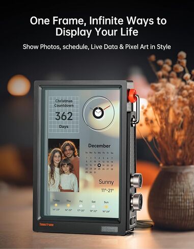 Divoom Times Frame-10.1" Digital Picture Frame Transparent IPS with RGBLED Rotary Knob WiFi 64GB 400+Clock Faces Widget 50+API Feeds Gift Mode Pixel Art Community Personalized Data Display (White) in Saudi Arabia