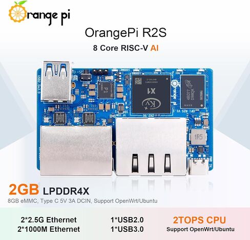 R2S 4GB RAM LPDDR4X with 8GB eMMC Flash RISC V 8 Core 2Tops Al Arithmetic Power Development Board, 2.5G High-Speed Dual LAN Ports Single Board Computer (4GB) in Kuwait