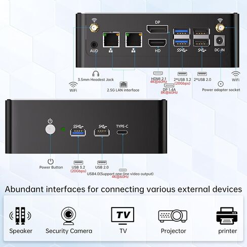Mini PC I9 ، Desktop Computer Core I9-12900H ، 14 النوى يصل إلى 5.0 جيجا هرتز ، وين -11 برو ، 64 جرام DDR4 ، 2T M.2 PCIE4 in Kuwait