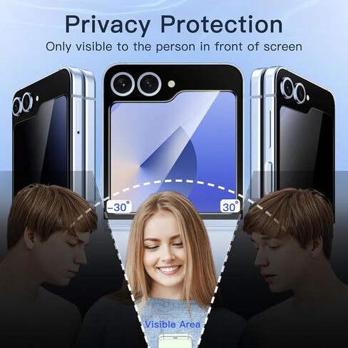 واقي شاشة الخصوصية الأمامية Jetech لـ Samsung Galaxy Z Flip 7 2025 ، فيلم زجاجي مضاد للتجسس مع أداة تثبيت سهلة ، ودية ، و 2 عبوة in Kuwait