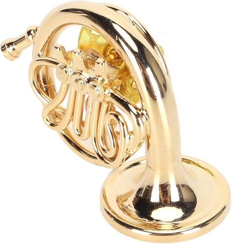 Miniature French Horn Lapel Brooch Pin Brass Musical Instrument Brooch with Storage Box for Wedding Party Dancing Concerts in Saudi Arabia