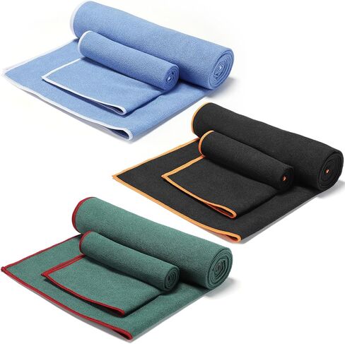 Peryiter 6 Pack Hot Yoga Towel Set - Non Slip Microfiber Towels for Mat and Hand, Quick Dry and Sweat-Activated Grip, 2 Sizes for Women Men Bikram Pilates Gym in Kuwait
