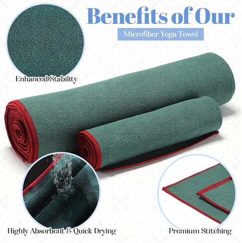 Peryiter 6 Pack Hot Yoga Towel Set - Non Slip Microfiber Towels for Mat and Hand, Quick Dry and Sweat-Activated Grip, 2 Sizes for Women Men Bikram Pilates Gym in Kuwait