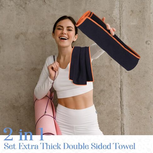 Peryiter 6 Pack Hot Yoga Towel Set - Non Slip Microfiber Towels for Mat and Hand, Quick Dry and Sweat-Activated Grip, 2 Sizes for Women Men Bikram Pilates Gym in Kuwait