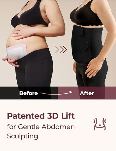 Momcozy Ergowrap Postpartum Belly Band for Natural and C-Section Recovery, Abdominal Binder with 3D Abdomen Lifting & Ergonomic Back Support, Seamless Belly Wrap Shapewear for Post Surgery Recovery in Saudi Arabia