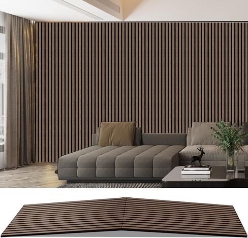 AKK-PANE Acoustic Folding Wood Slat Wall Panels, 94.5" x 23.6" 15.5ft² for Interior Wall Decor, Sound Absorbing Slat Wall Paneling, Fluted Wall Wood Panels for Stylish Spaces Noise Reduction(Walnut) in Saudi Arabia