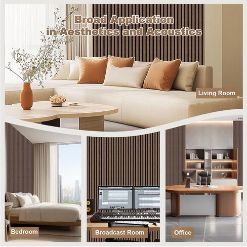 AKK-PANE Acoustic Folding Wood Slat Wall Panels, 94.5" x 23.6" 15.5ft² for Interior Wall Decor, Sound Absorbing Slat Wall Paneling, Fluted Wall Wood Panels for Stylish Spaces Noise Reduction(Walnut) in Saudi Arabia