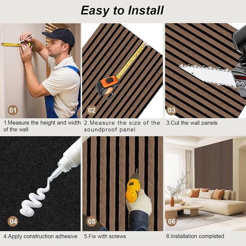 AKK-PANE Acoustic Folding Wood Slat Wall Panels, 94.5" x 23.6" 15.5ft² for Interior Wall Decor, Sound Absorbing Slat Wall Paneling, Fluted Wall Wood Panels for Stylish Spaces Noise Reduction(Walnut) in Saudi Arabia