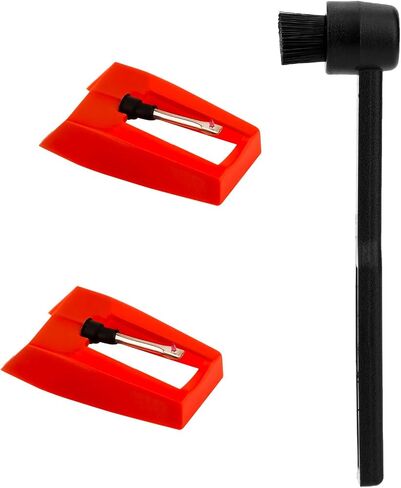 2pcs Record Player Needles with 1 Cleaning Brush, Turntable Stylus Replacement for Crosley Victrola ION Jenson tone York-Yorx LP Phonograph Vinyl Record Player Accessories (Red) in Saudi Arabia