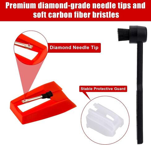 2pcs Record Player Needles with 1 Cleaning Brush, Turntable Stylus Replacement for Crosley Victrola ION Jenson tone York-Yorx LP Phonograph Vinyl Record Player Accessories (Red) in Saudi Arabia