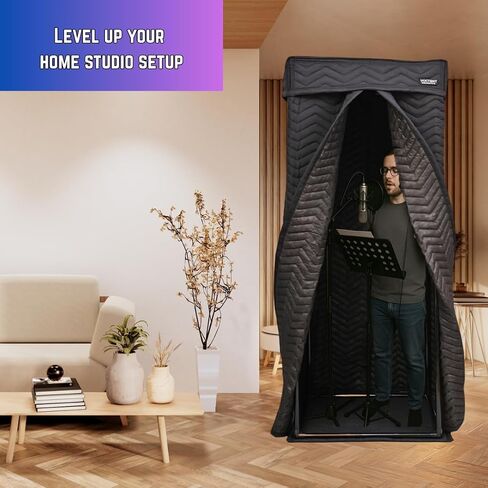 حجرة صوتية محمولة، استوديو تسجيل منزلي، حجرة عزل صوت خالية من الصدى للصوت والغناء (ZIGZAG-BLK، L) in Kuwait