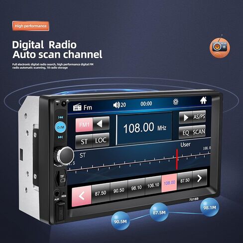 استريو سيارة NHOPEEW DOUBLE DIN مع carplay اللاسلكي و Android Auto ، و Radio Screen Deach 7 بوصة مع تشغيل فيديو YouTube ، ورابط المرآة ، Bluetooth ، راديو FM ، SWC + كاميرا النسخ الاحتياطي in Kuwait