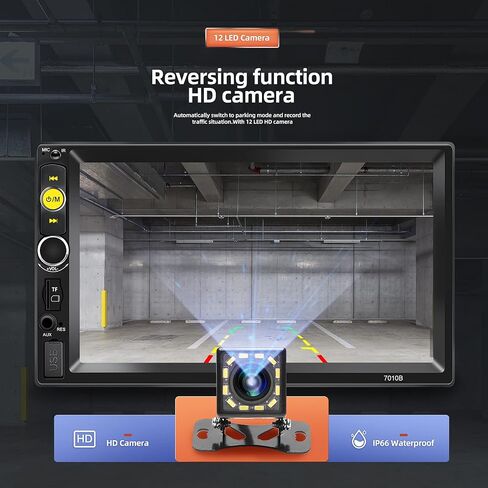 استريو سيارة NHOPEEW DOUBLE DIN مع carplay اللاسلكي و Android Auto ، و Radio Screen Deach 7 بوصة مع تشغيل فيديو YouTube ، ورابط المرآة ، Bluetooth ، راديو FM ، SWC + كاميرا النسخ الاحتياطي in Kuwait