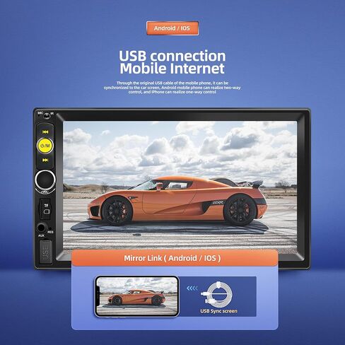 استريو سيارة NHOPEEW DOUBLE DIN مع carplay اللاسلكي و Android Auto ، و Radio Screen Deach 7 بوصة مع تشغيل فيديو YouTube ، ورابط المرآة ، Bluetooth ، راديو FM ، SWC + كاميرا النسخ الاحتياطي in Kuwait