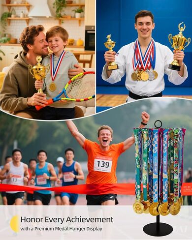 Rotatable Medal Hanger Display – Adjustable Medal Honor Display – Desktop Metal Medal Holder for Running, Sports, Taekwondo, Awards – Ribbon-Safe Hook, 45+ Medals in Saudi Arabia