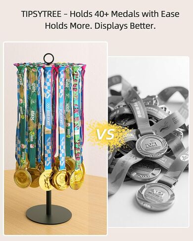 Rotatable Medal Hanger Display – Adjustable Medal Honor Display – Desktop Metal Medal Holder for Running, Sports, Taekwondo, Awards – Ribbon-Safe Hook, 45+ Medals in Saudi Arabia