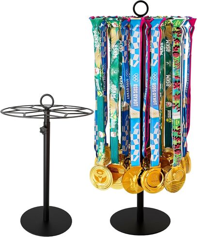 Rotatable Medal Hanger Display – Adjustable Medal Honor Display – Desktop Metal Medal Holder for Running, Sports, Taekwondo, Awards – Ribbon-Safe Hook, 45+ Medals in Saudi Arabia