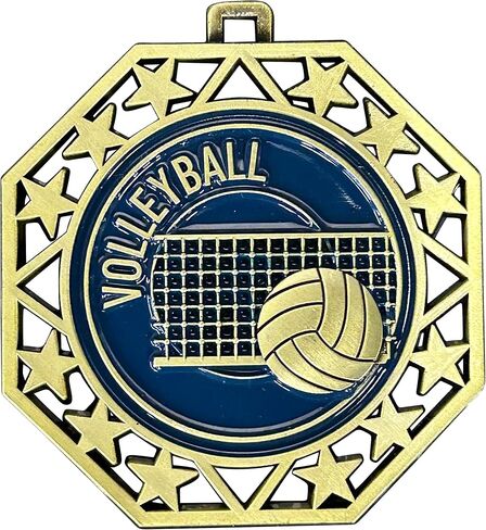 Express Medals Pack of 10 (or More) EMDC Gold Volleyball Award Medals with or Without Optional Engraving Personalization in Saudi Arabia