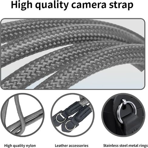 Universal Camera Strap, Camera Neck Shoulder Strap with Nylon Material,100cm Vintage Climbing Rope for DSLR, Mirrorless Cameras, Camcorders, Comfortable & Secure, Green in Kuwait
