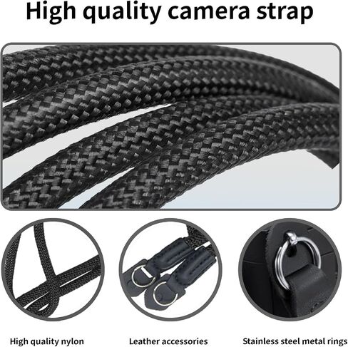 Universal Camera Strap, Camera Neck Shoulder Strap with Nylon Material,100cm Vintage Climbing Rope for DSLR, Mirrorless Cameras, Camcorders, Comfortable & Secure, Green in Kuwait