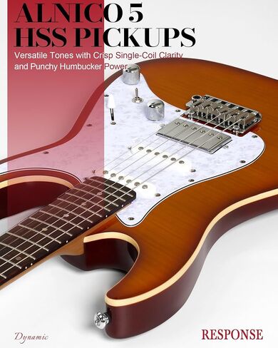 AKLOT Veltrix Electric Guitar Kit: Roasted Maple Neck with Rosewood Fingerboard, Flame Maple Top, Lock Tuners, HSS Alnico 5 Pickups, Coil-Split Switch, 2-Point Tremolo System, Gig Bag, Inferno Burst in Saudi Arabia