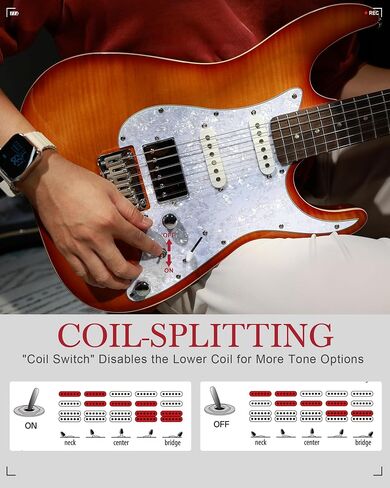 AKLOT Veltrix Electric Guitar Kit: Roasted Maple Neck with Rosewood Fingerboard, Flame Maple Top, Lock Tuners, HSS Alnico 5 Pickups, Coil-Split Switch, 2-Point Tremolo System, Gig Bag, Inferno Burst in Saudi Arabia