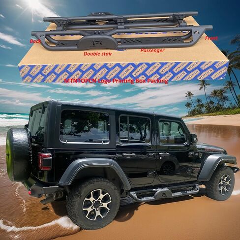 Running Boards Side Steps Compatible with Jeep Wrangler JL (2018-2025 4-Door) | 600LB Heavy-Duty Nerf Bars, No-Drill Bolt-On & Textured Black - Aggressive Tube Design in Kuwait