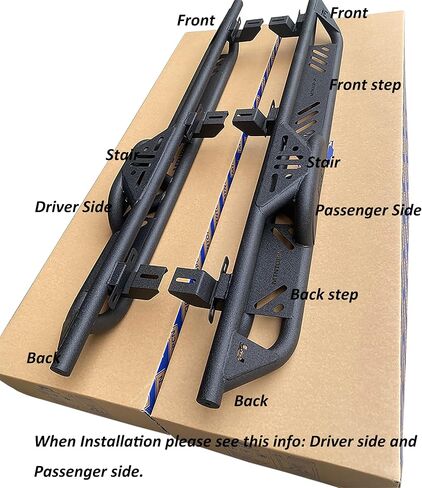 Running Boards Side Steps Compatible with Jeep Wrangler JL (2018-2025 4-Door) | 600LB Heavy-Duty Nerf Bars, No-Drill Bolt-On & Textured Black - Aggressive Tube Design in Kuwait