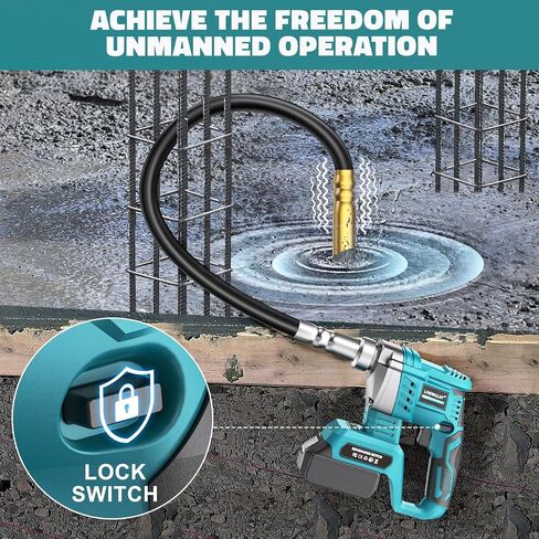 LIVOWALNY Handheld Concrete Vibrating Tool Compatible with Dewalt 20V Battery, 600W Cordless Electric Concrete Vibrator with 3.8ft Shaft Rod,6000RPM Portable Pencil Cement Vibrarator Remove Air Bubble in Kuwait
