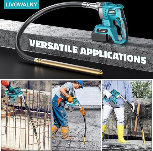 LIVOWALNY Handheld Concrete Vibrating Tool Compatible with Dewalt 20V Battery, 600W Cordless Electric Concrete Vibrator with 3.8ft Shaft Rod,6000RPM Portable Pencil Cement Vibrarator Remove Air Bubble in Kuwait