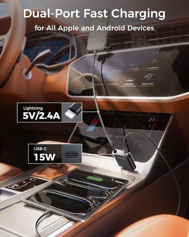 شاحن سيارات قابلة للسحب قابلة للسحب ، محول شاحن سيارة 69W لـ iPhone 16 USB C Charger Charge Fast Charge مع Light Light ، وملحقات السيارات المتوافقة مع iPhone 16/15/14/13/12 ، iPad ، Android ، Pixel in Kuwait