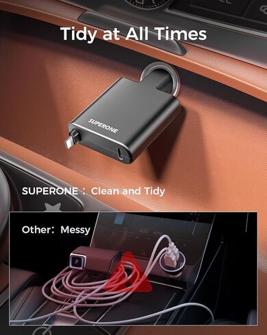 شاحن سيارات قابلة للسحب قابلة للسحب ، محول شاحن سيارة 69W لـ iPhone 16 USB C Charger Charge Fast Charge مع Light Light ، وملحقات السيارات المتوافقة مع iPhone 16/15/14/13/12 ، iPad ، Android ، Pixel in Kuwait