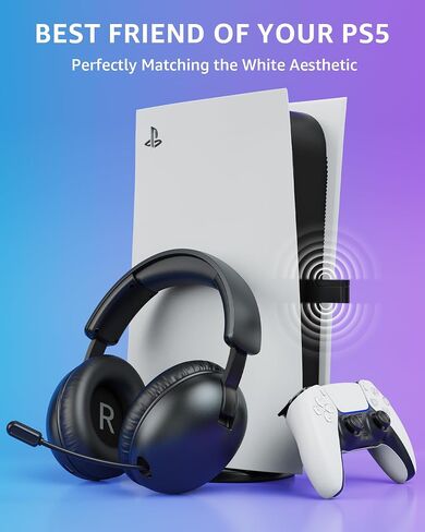 Wireless Gaming Headset with Mic for PC PS4 PS5,2.4GHz/Bluetooth Gamer Headphones with Noise Canceling Microphone (White Pink) in Saudi Arabia