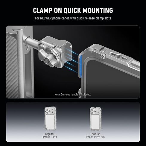 Neewer Bluetooth Quick Feelding مقبض جانبي مع مكافحة الأحذية الباردة المغطاة مع iPhone 16 Pro/16 Pro Max Xiaomi 15 Ultra Galaxy S25 Ultra Phone Cage ، PA145E in Saudi Arabia