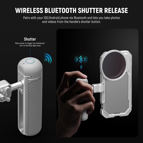 Neewer Bluetooth Quick Feelding مقبض جانبي مع مكافحة الأحذية الباردة المغطاة مع iPhone 16 Pro/16 Pro Max Xiaomi 15 Ultra Galaxy S25 Ultra Phone Cage ، PA145E in Saudi Arabia
