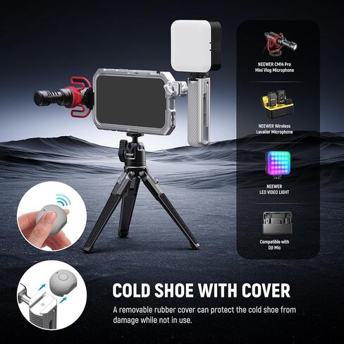 Neewer Bluetooth Quick Feelding مقبض جانبي مع مكافحة الأحذية الباردة المغطاة مع iPhone 16 Pro/16 Pro Max Xiaomi 15 Ultra Galaxy S25 Ultra Phone Cage ، PA145E in Saudi Arabia