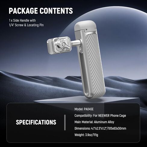 Neewer Bluetooth Quick Feelding مقبض جانبي مع مكافحة الأحذية الباردة المغطاة مع iPhone 16 Pro/16 Pro Max Xiaomi 15 Ultra Galaxy S25 Ultra Phone Cage ، PA145E in Saudi Arabia