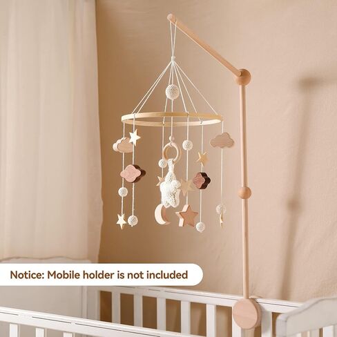 let's make Baby Crib Mobile Arm - Wooden Mobile Arm with Height Adjustable＆360° Rotatable Upgraded Arched Base Nursery Mobile Holder for Crib Mobile Hanger Baby Crib Attachment Nursery Decor in Saudi Arabia
