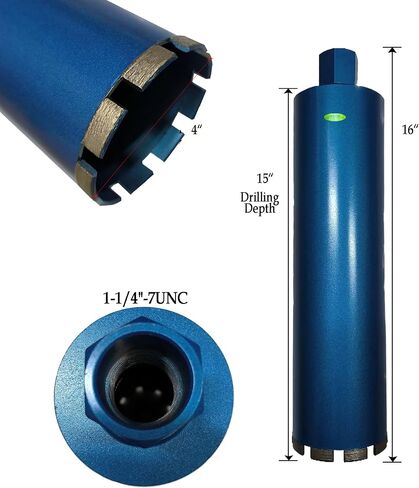 3-1/2 inch Core Drill Bit Diamond Laser Welded Core Bit Wet for Hard Concrete,Masonry,Brick and Block 15" Drilling Depth,1-1/4"-7 Arbor,Wet Drilling in Saudi Arabia