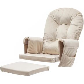 SyyBhb Glider Rocker Replacement Cushions with Storage Pocket, 5PCS, Soft Velvet Thickened, Washable Nonslip, Universal for Use in Glider Rocking Chair, Light Grey in Saudi Arabia
