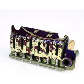 10.8mm Electric Guitar Bridge with Colored Electroplating Titanium Alloy Saddles Plate Brass Block 2-Point Tremolo Bridge Compatible with 6 String Start ST Guitar Replacement Parts(TI-A) in Kuwait