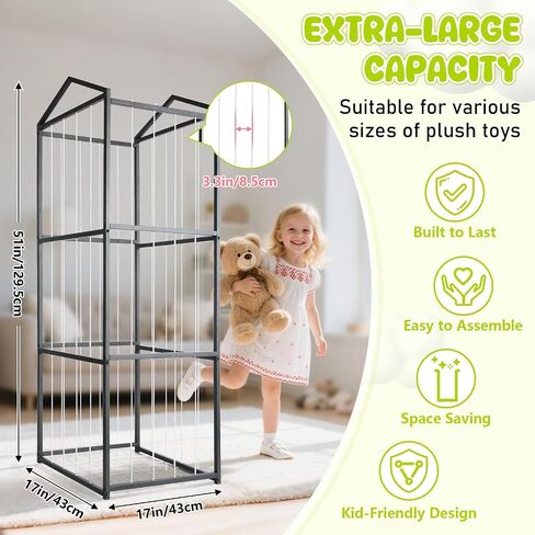تخزين Plushies Storage Storage المحشوة ، منظمة تخزين ألعاب الأطفال عملاقة محشوة بالحيوانات ، حامل حديقة حيوانات متينة Teddy Bear Storage Room (غير مسجلة ، أبيض) in Kuwait